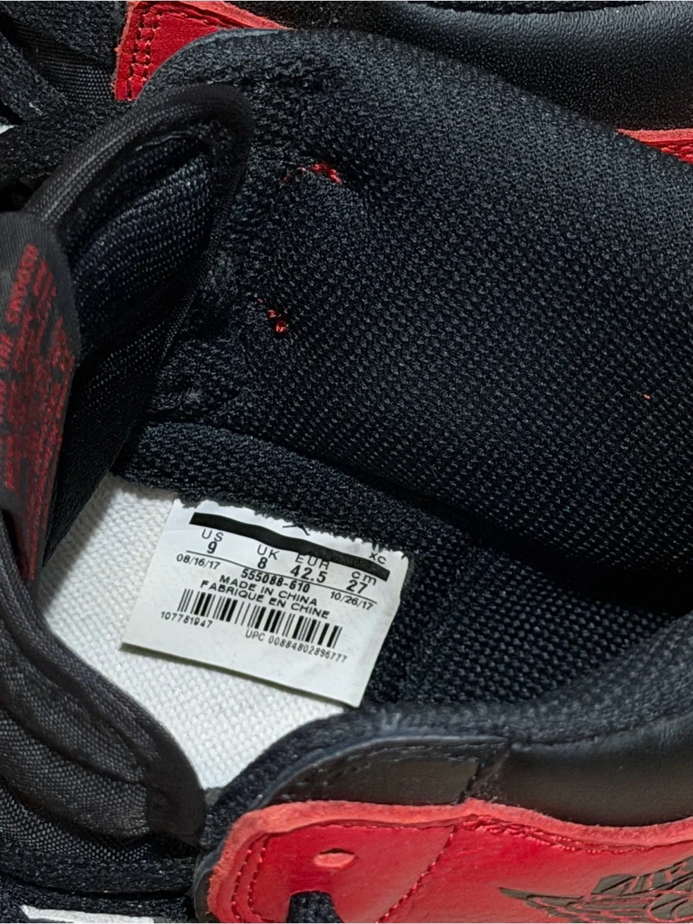 Jordan 1 Retro High OG 'Bred' sneakers